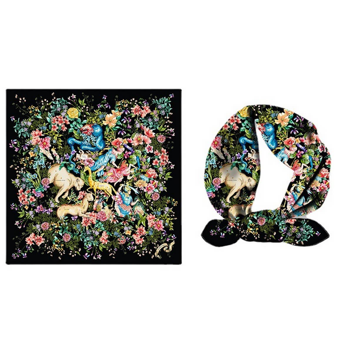 ELEGANT FLORAL TWILL SATIN SCARF FOR SHAWL WRAP_CWASC0660