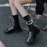 Women Black Punk Chain Socks_Cwms0657