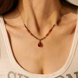 RED PENDANT ELEGANT AND LUXURIOUS CLAVICLE CHAIN_CWAJE1424