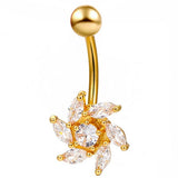 HOT SALE BRASS CZ SNOWFLAKE CLOVER NAVEL RING_CWMM9387