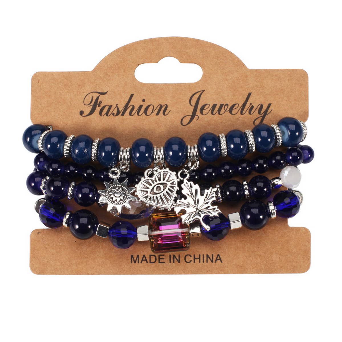 MULTI LAYERED MAPLE LEAF HEART PENDANT BRACELET_CWAJE2229