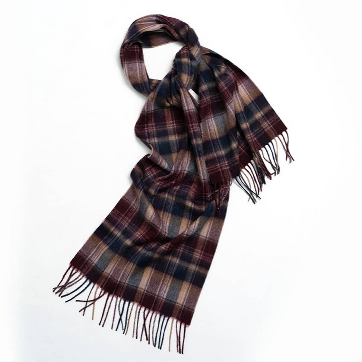 NORDIC PLAID WOOL SCARF WARM WINTER COUPLE WRAP_CWASC2357