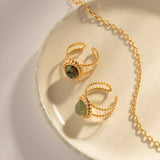 AFRICAN PINE STONE GOLD FASHION RING_CWAJE1398