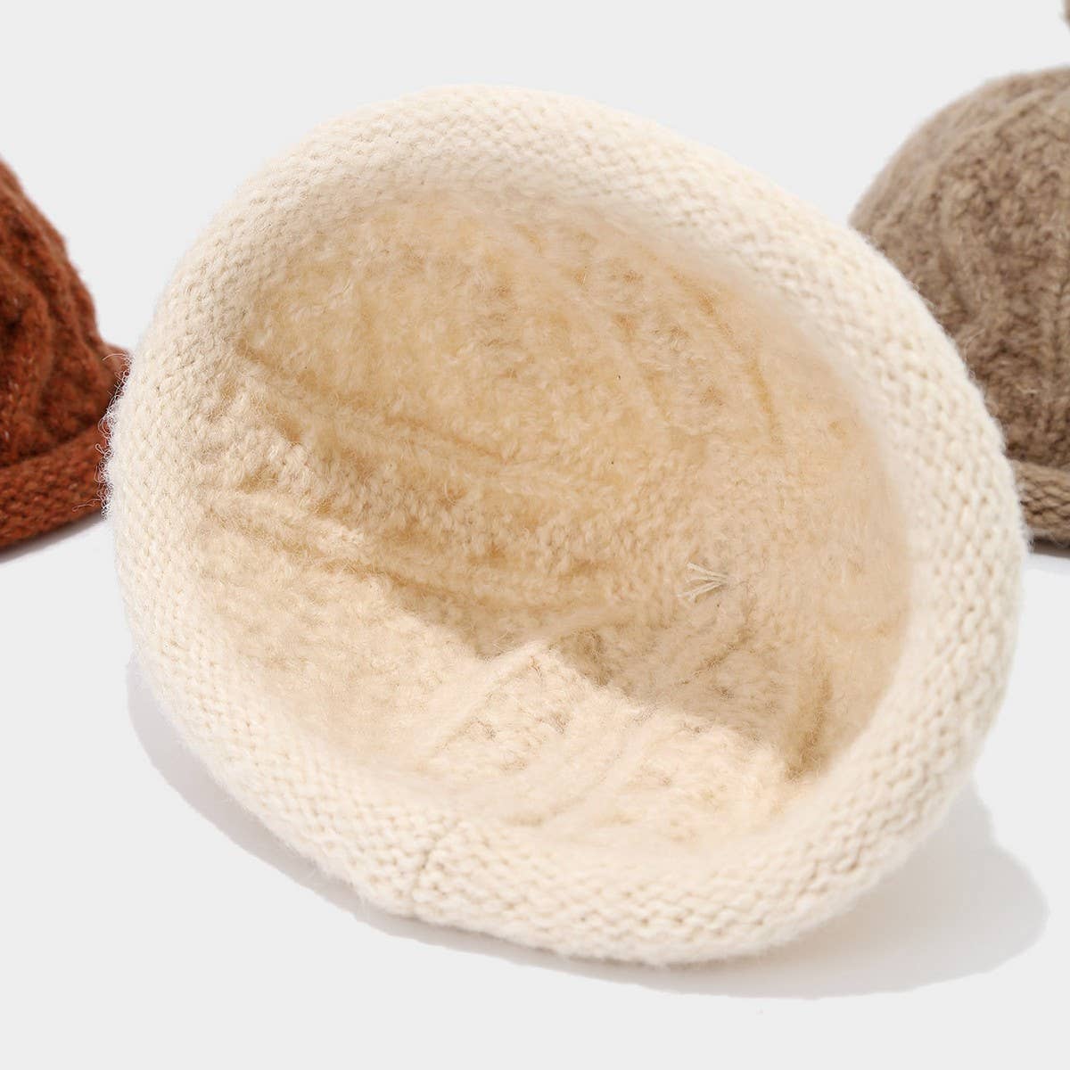 Winter Knit Beanie Cap Women Men Braided Dome Hat_Cwah04771