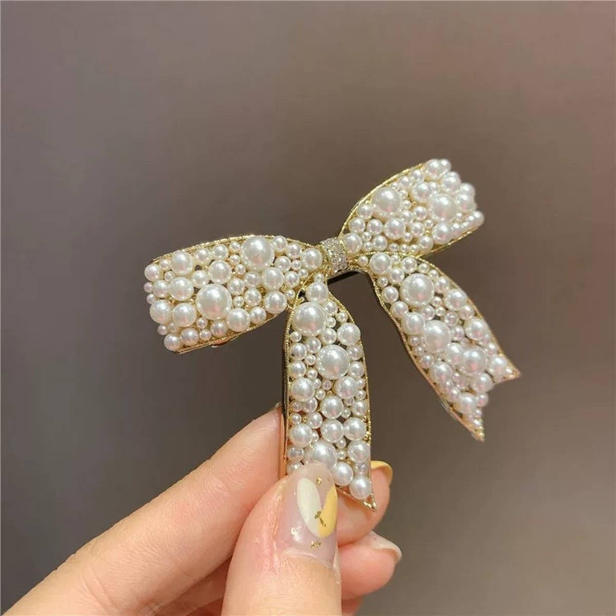 PEARL BOW HAIR CLIP 5 5CM ELEGANT SPRING CLIP_CWAHA4676