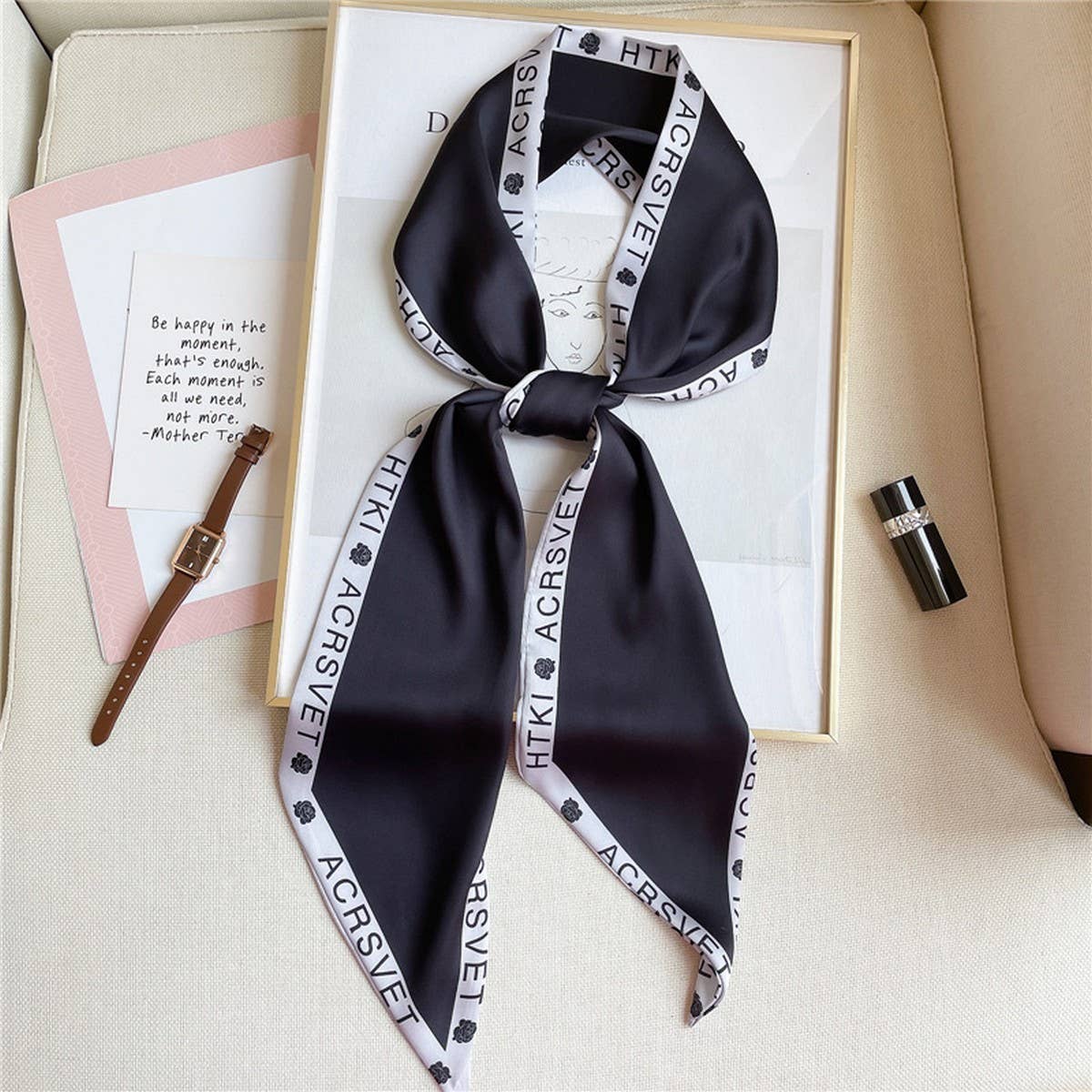 Wide Bevel Scarf With Printed Pattern Head Scarf_Cwasc1528