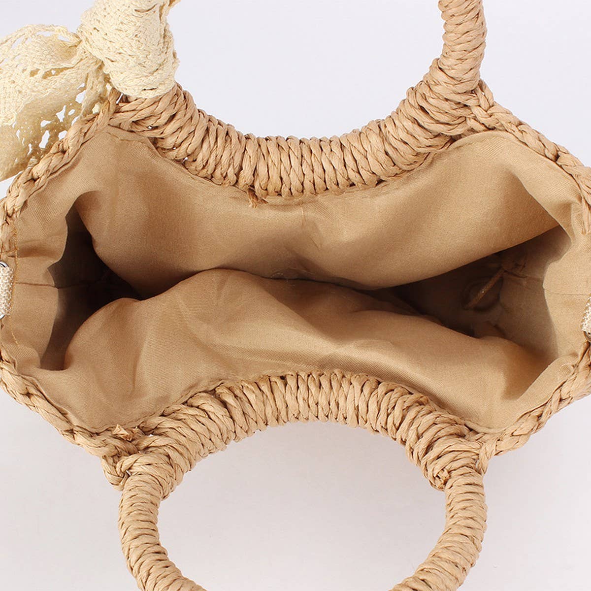 SEMI CIRCULAR HANDMADE PAPER ROPE STRAW BAG_CWAB4701