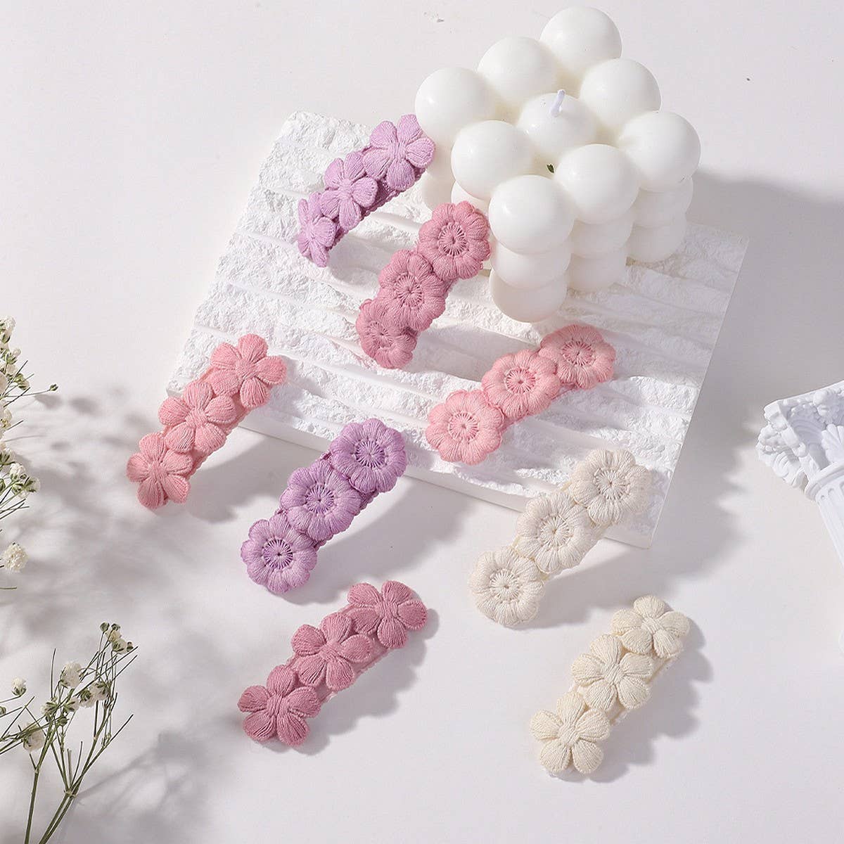 FIVE PETAL FLOWER HAIR CLIPS FOR KIDS HANDMADE_CWAHA6724