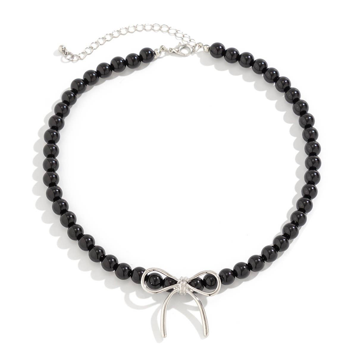 HOT SELLING BLACK BOW BEADED NECKLACE_CWAJE1171