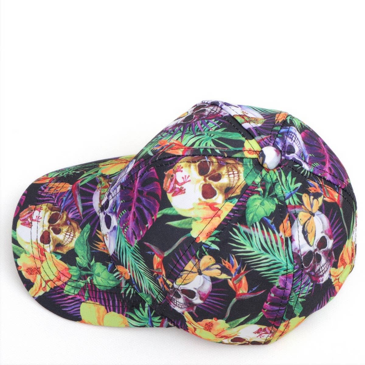 SKULL LEAF PRINT GRAFFITI BASEBALL CAP SUN HAT CWAH1549