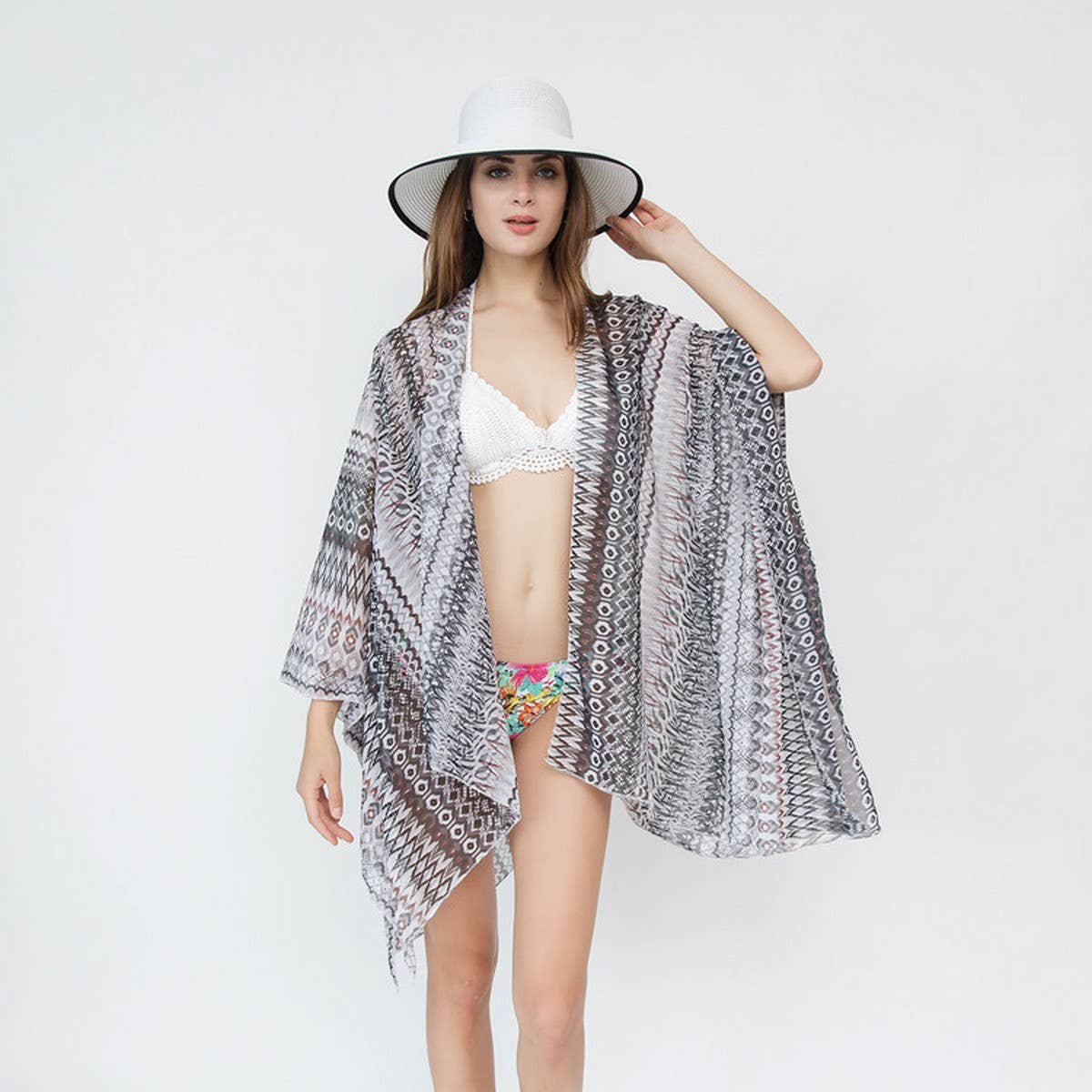 GEOMETRIC PRINTED KIMONOS SUMMER CARDIGAN_CWASC0781