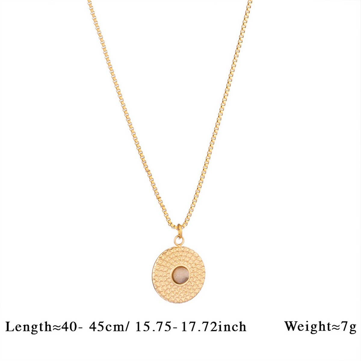 Vintage Stone Pendant Necklace Stainless Steel_Cwmm8874