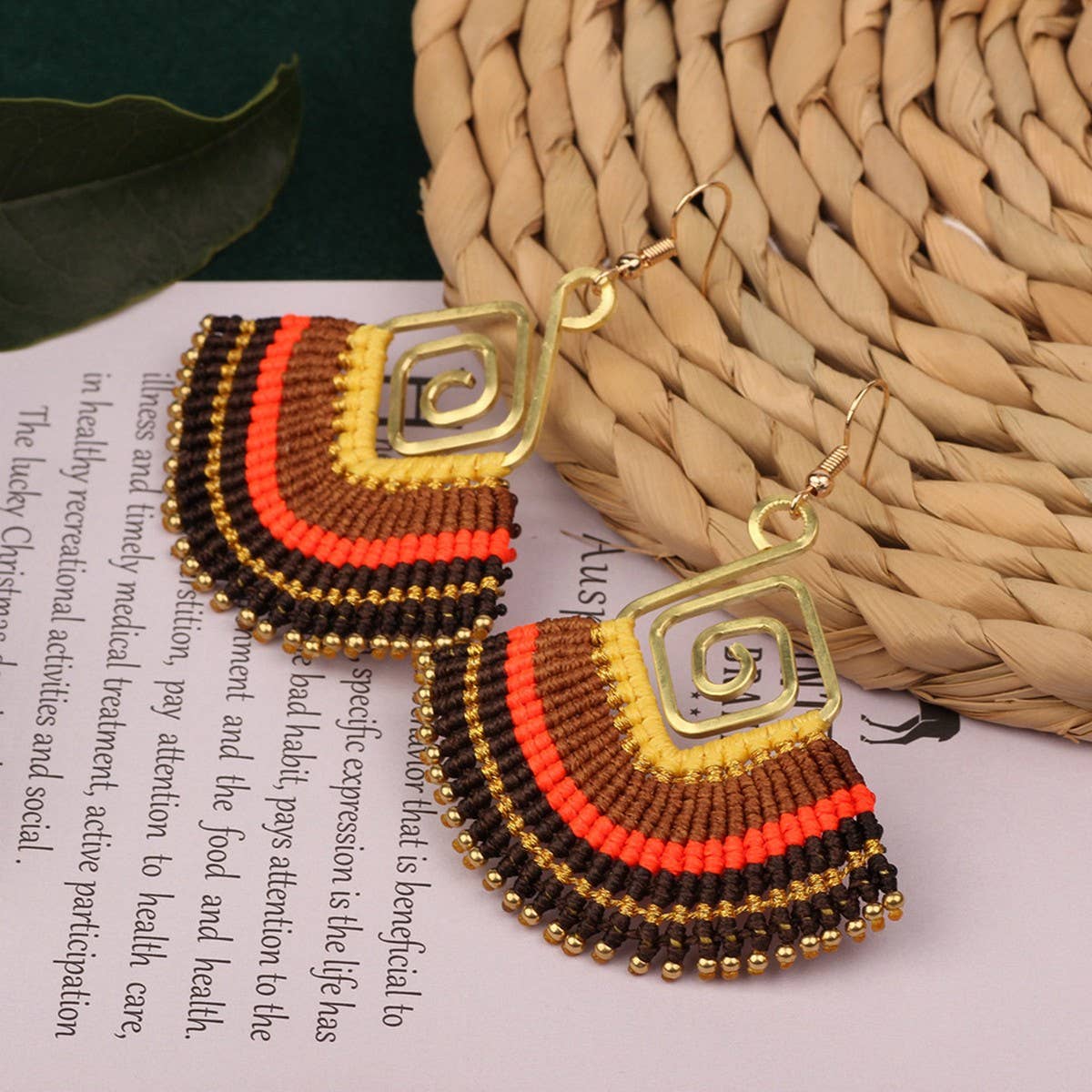 HIGH GRADE NATURAL STONE WOVEN COLORFUL EARRINGS_CWAJE3983