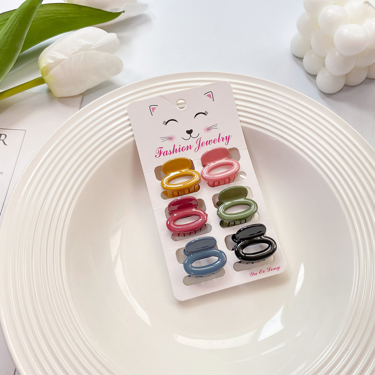 6PCS CANDY COLOR MINI HAIR CLAWS CUTE BANG CLIPS_CWAHA0727