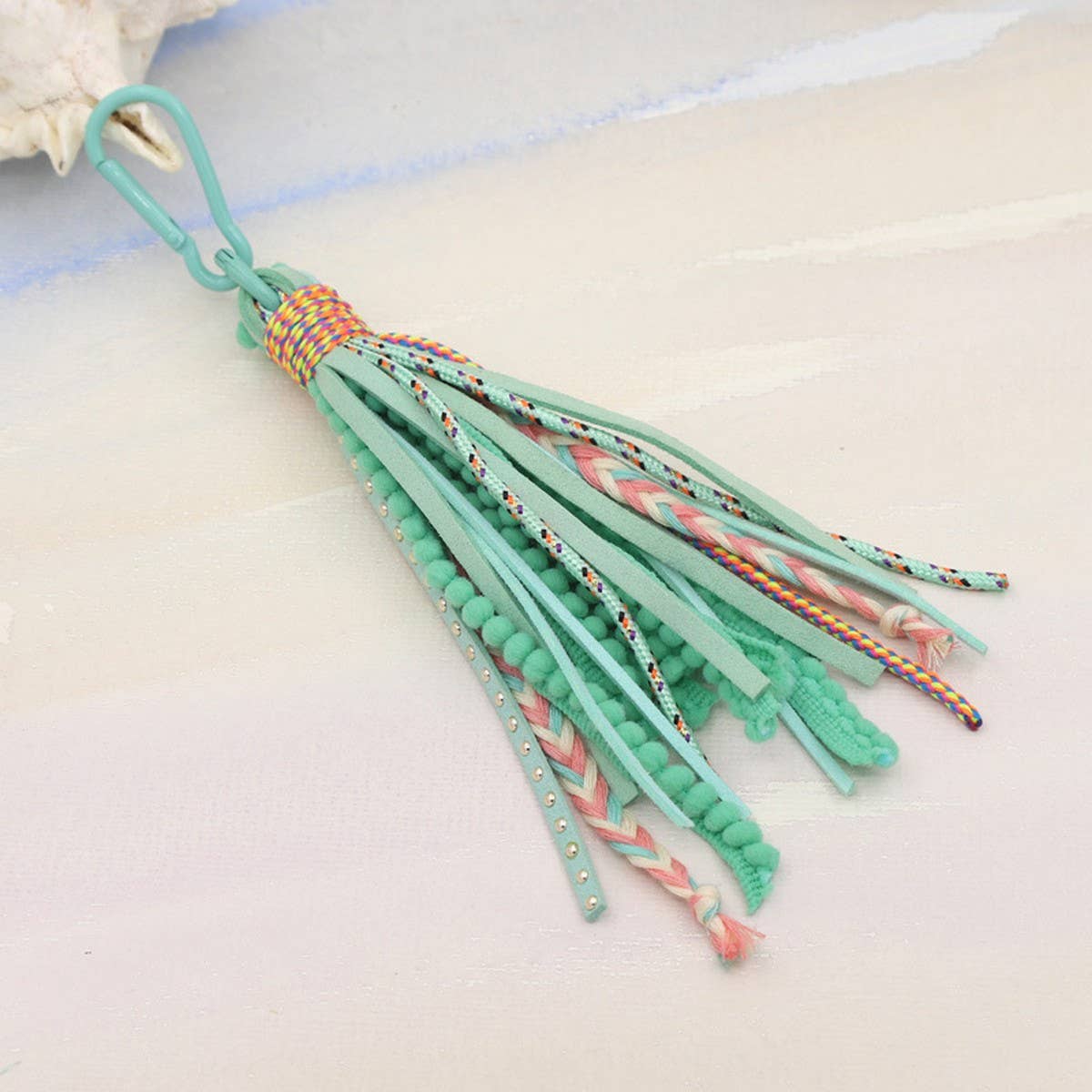 SOLID COLOR BOHEMIAN STYLE LONG TASSEL KEYCHAIN_CWMM3549