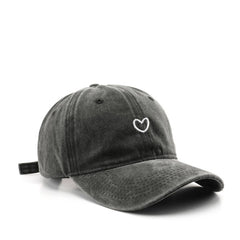 Vintage Washed Distressed Heart Embroidery Cap_Cwah1279
