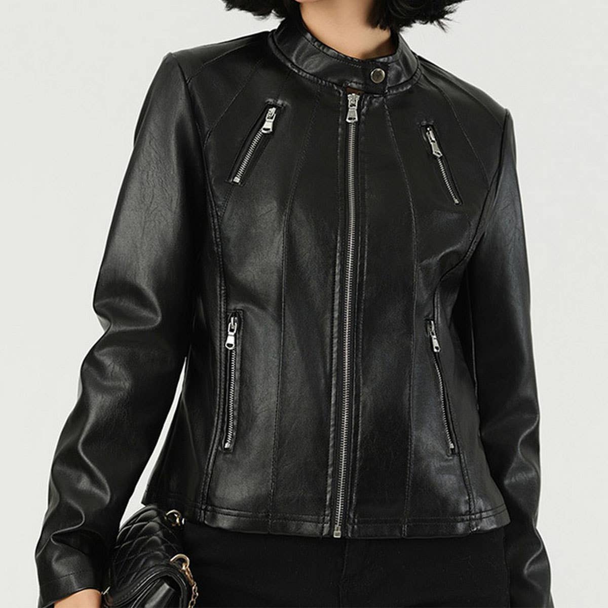 SLIM FIT PU LEATHER JACKET FALL FASHION FOR WOMEN_CWMM9008