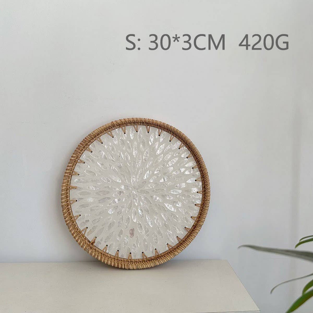 RATTAN FRUIT PLATE TEA ROOM SHELLBASKET ROUND PLATE_CWMM4495