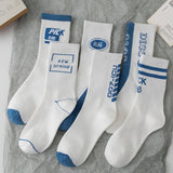 COTTON BREATHABLE LETTER SPORTS MID CALF SOCKS_CWMS1417