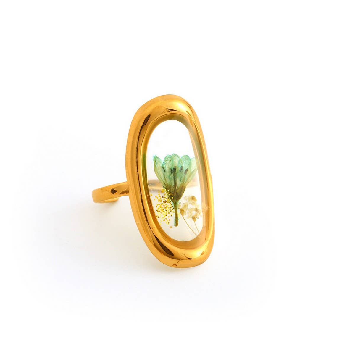 ADJUSTABLE OPEN RING WITH DRIED FLOWERS MULTI COLOR_CWMM8929