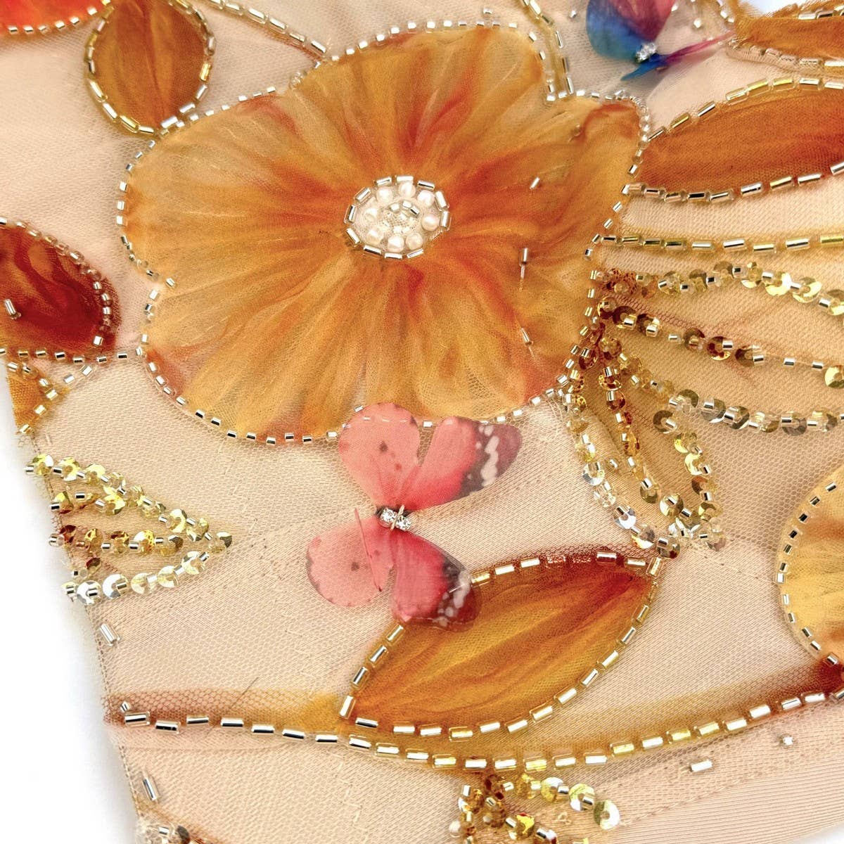 PINK FLORAL EMBROIDERED HERRINGBONE CORSET_CWMM4151