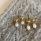 Valentines Day New Design Heart Pearl Earrings