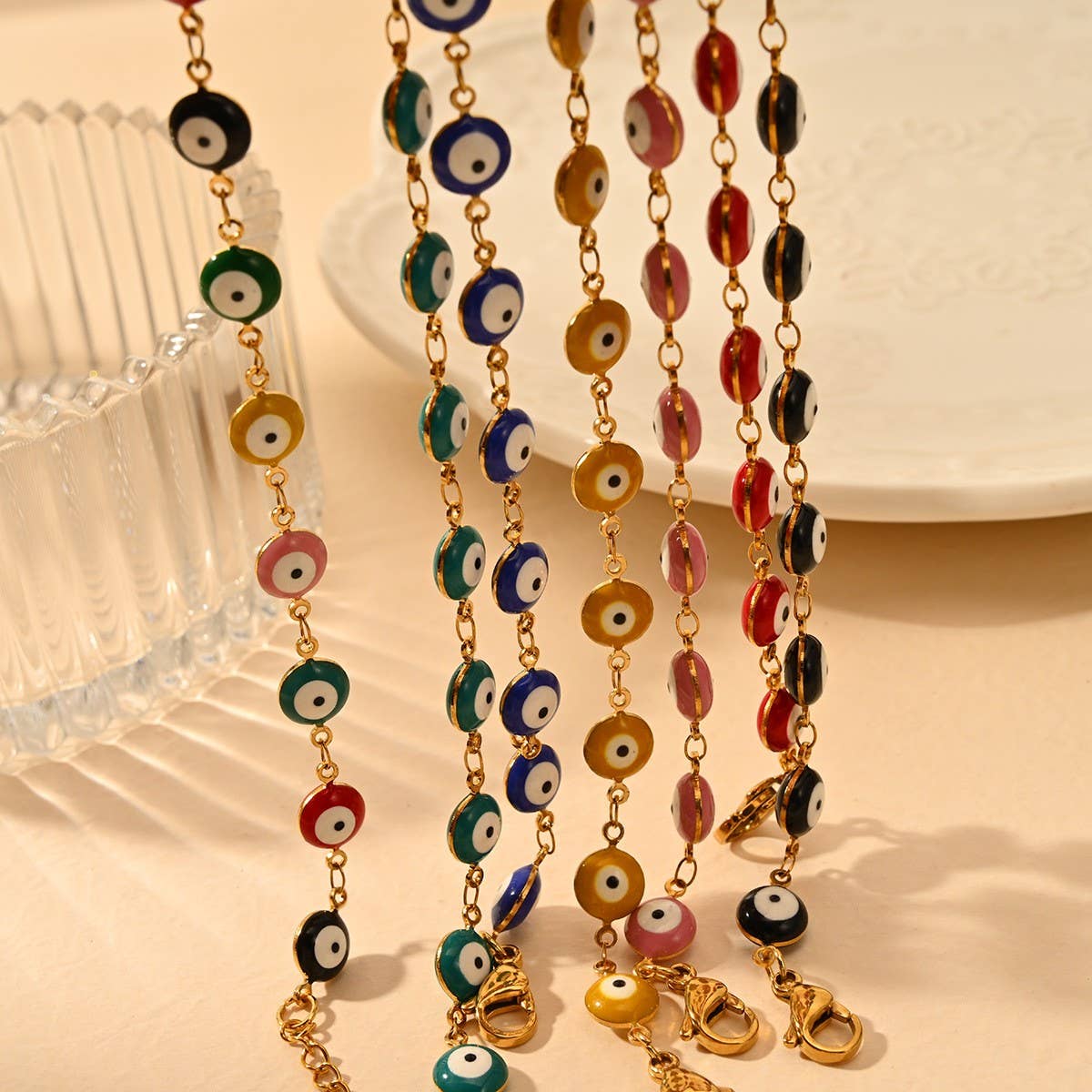 CLASSIC 18K STAINLESS STEEL EVIL EYE BRACELET_CWAJE4597