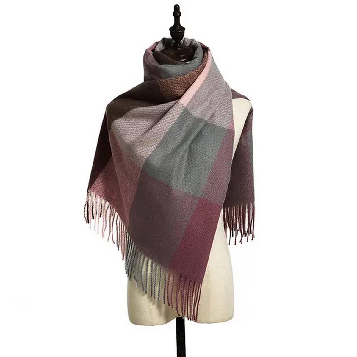 AUTUMN WINTER PLAID THICK SHAWL SCARF_CWASC0176