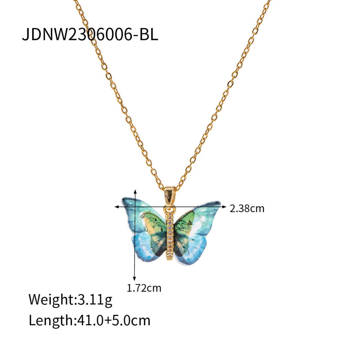RESIN BUTTERFLY PENDANT NECKLACE_CWAJE0618