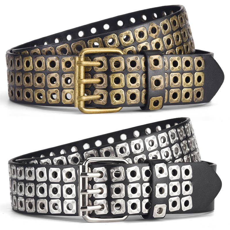 Liuding Hollow Air Eye Punk Style Pu Belt