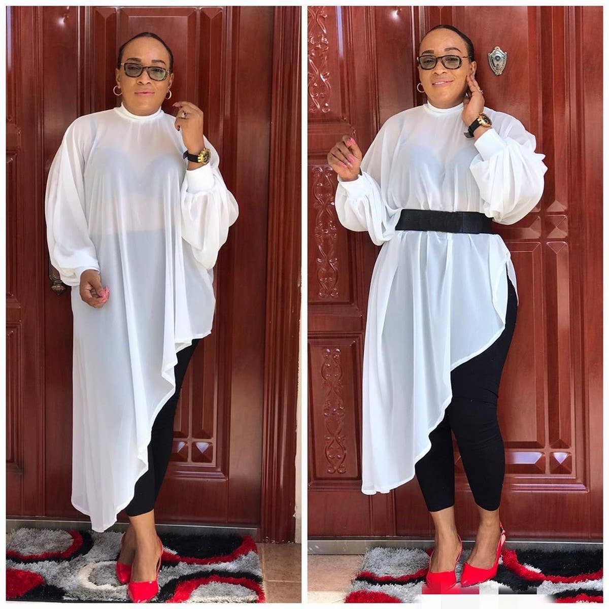 FASHION SOLID COLOR CHIFFON PLUS SIZE DRESS_CWDMD3682