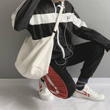 SOLID COLOR LARGE CAPACITY CROSSBODY BAG CANVAS BAG_CWAB2055