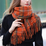 PLAID WINTER SCARF FOR WOMEN SOFT TASSEL SHAWL_CWASC0224