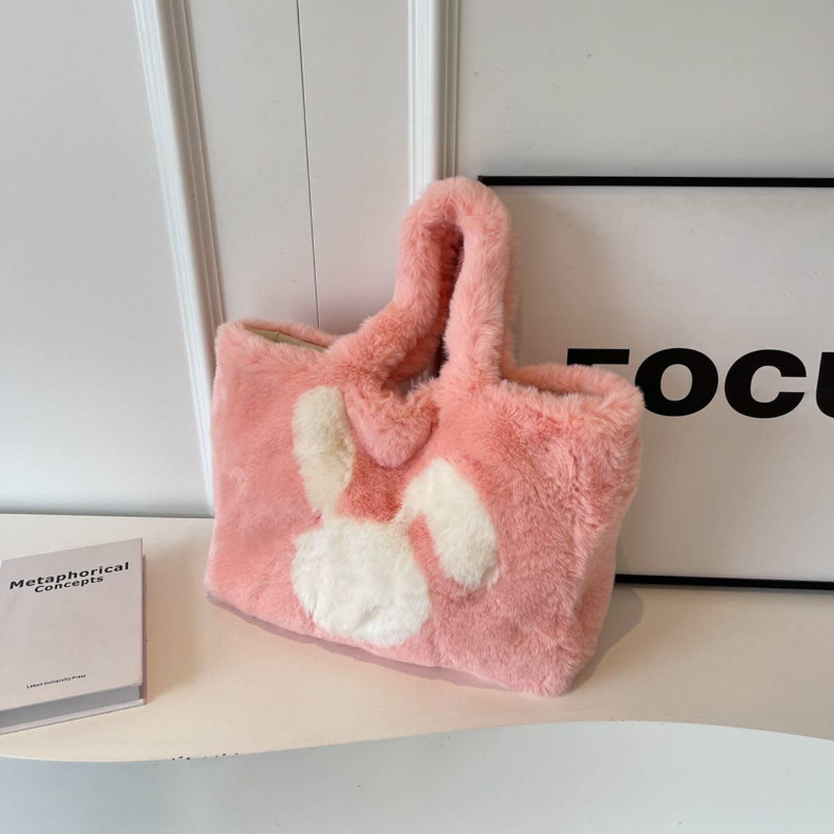 Winter Big Ear Rabbit Handbag Shoulder Plush Bag_Cwab3949