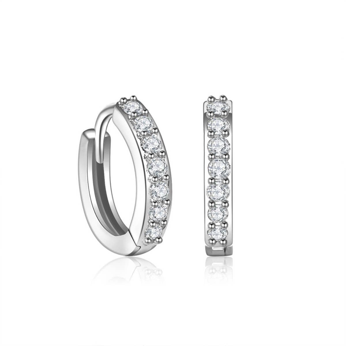 Cwmm3002_Single Row Diamond Earrings Two Stud Earrings