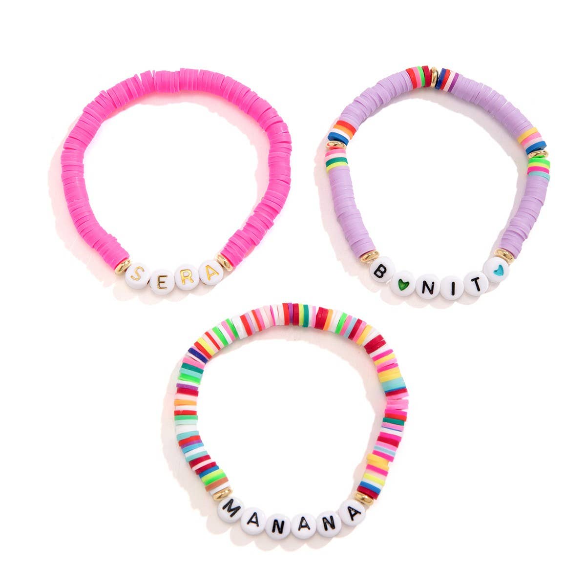 COLORFUL LETTER BOHEMIAN STAR BALL BRACELET SET_CWAJE1484