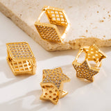 STAR DIAMOND CZ HOOP EARRINGS DUAL SIDED DESIGN_CWMM8514