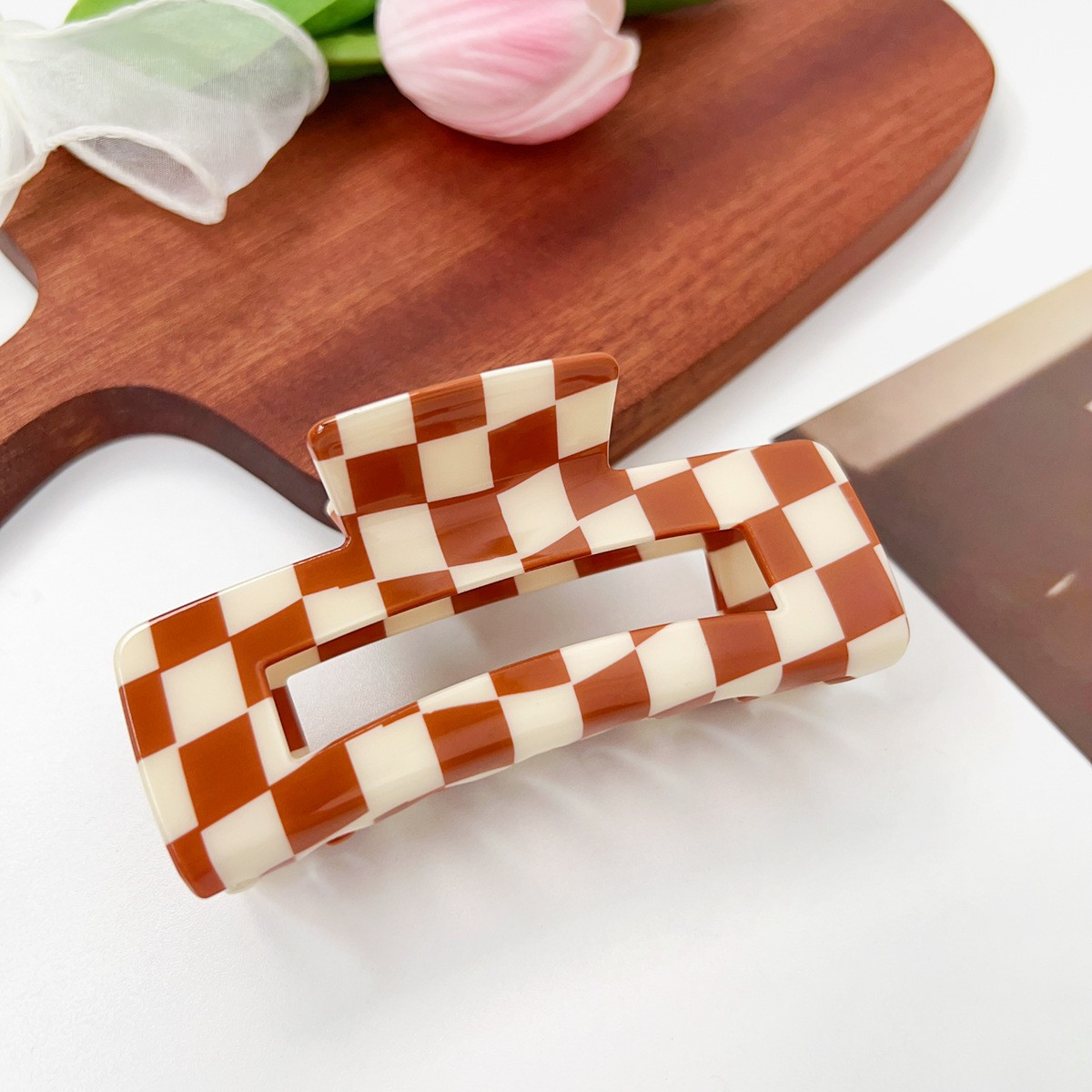 Checkerboard Hair Claw ? Candy Color Acetate Look_Cwmm10084
