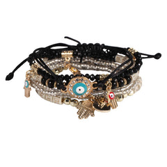 HANDMADE BEADED EVIL EYE LAYERED BRACELET_CWAJE2211