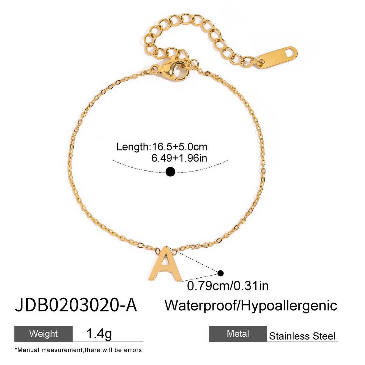 18K GOLD TITANIUM LETTER NECKLACE BRACELET SET_CWAJE4743