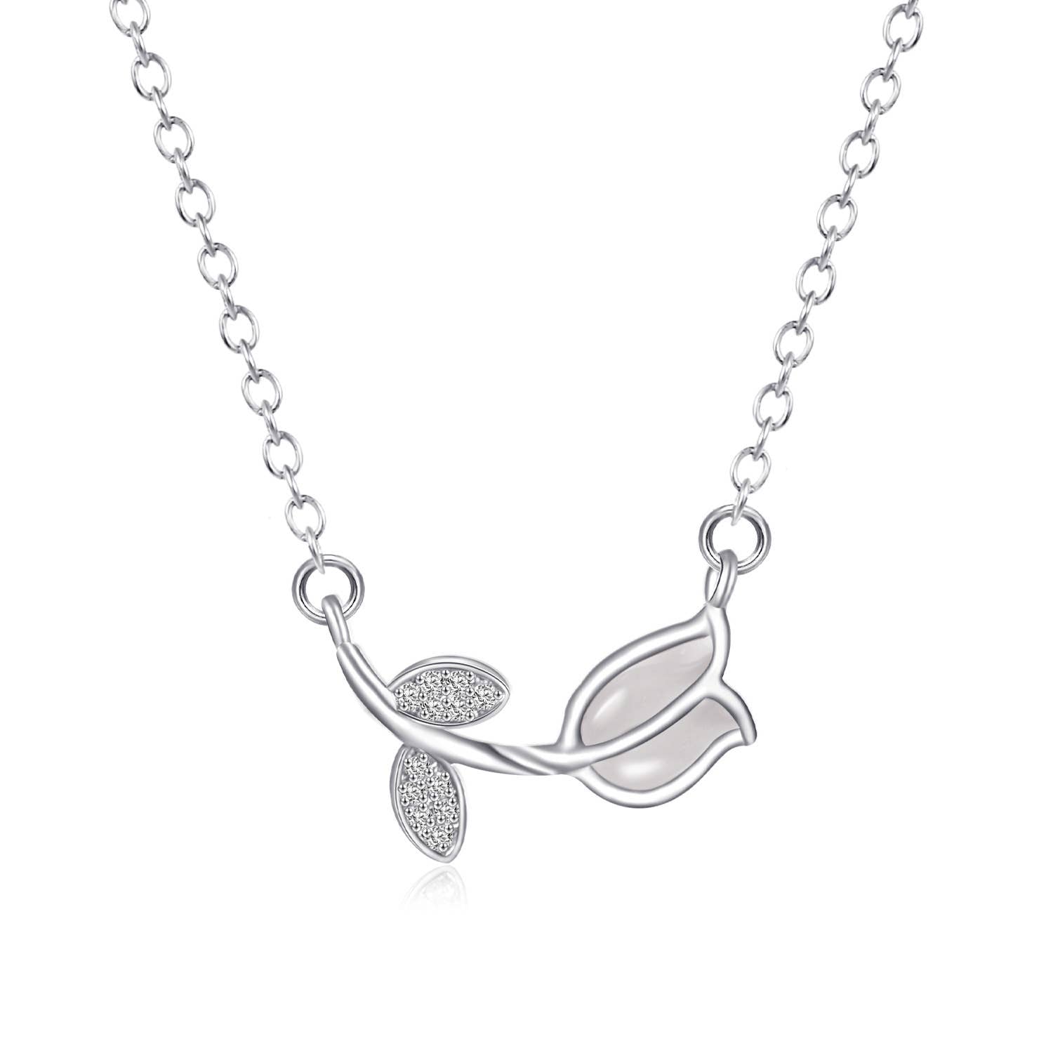 Pearl Zircon Titanium Steel Necklace