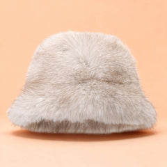 Two Tone Fuzzy Bucket Hat Women Winter_Cwah04648