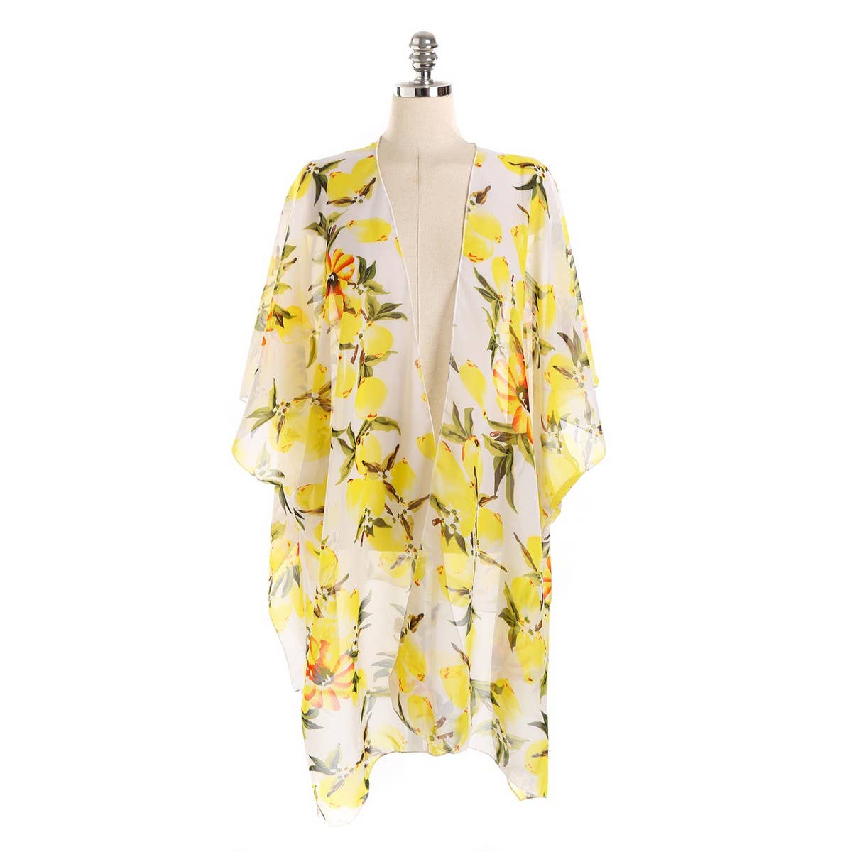 LEMON PRINT OPEN FRONT KIMONO CARDIGAN FOR SUMMER_CWASC0794