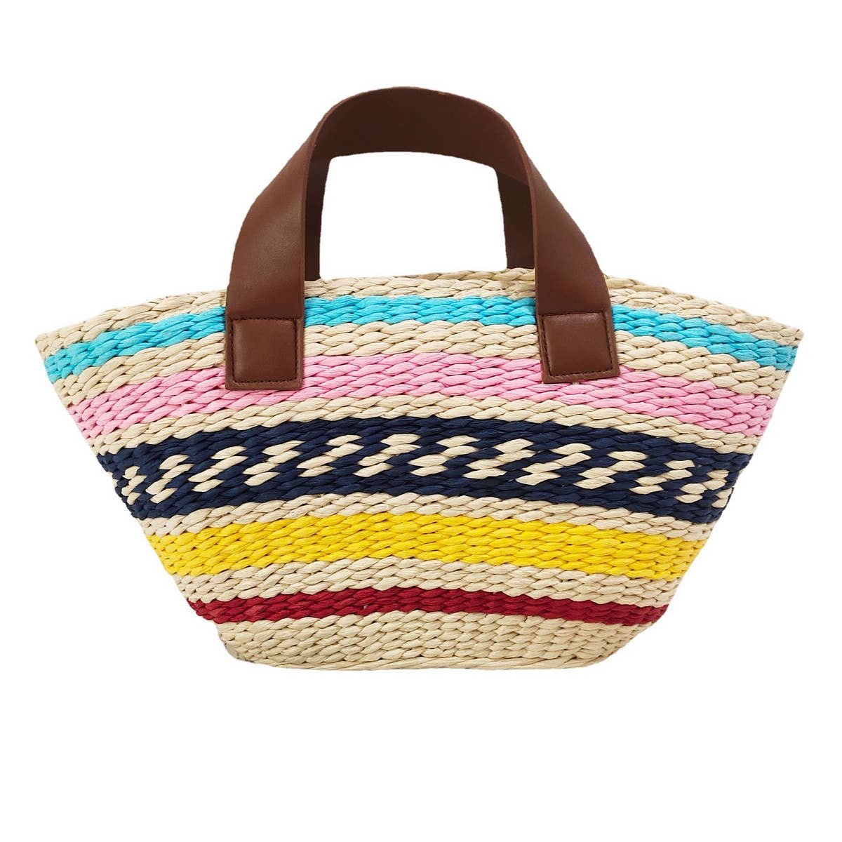 LARGE CAPACITY CONTRAST STRIPED WOVEN BAG_CWAB1973