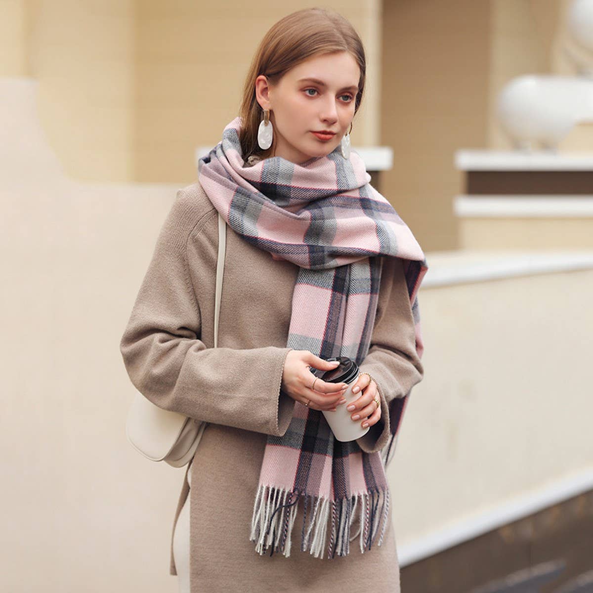 Winter  Shawl Wraps Big Grid Soft Blanket Scarfs