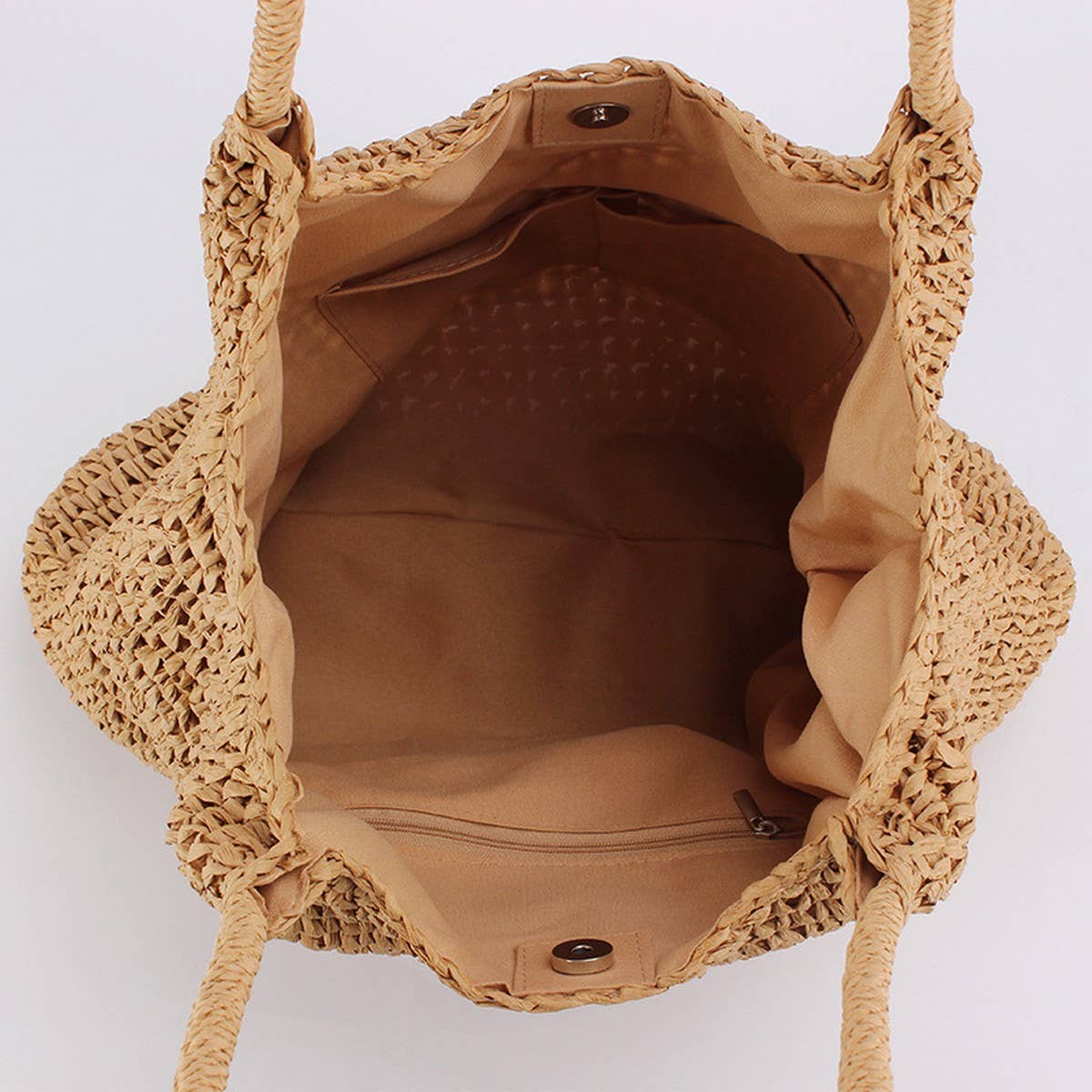 SOLID COLOR HANDMADE PLEATED PAPER ROPE WOVEN BAG_CWAB4711
