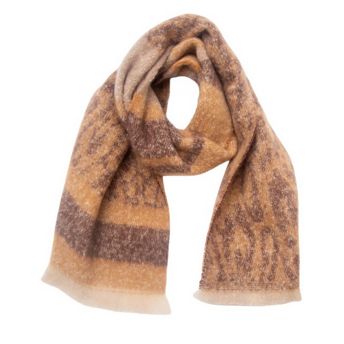 LEOPARD JACQUARD SCARF UNISEX WINTER KNIT WRAP_CWASC0860