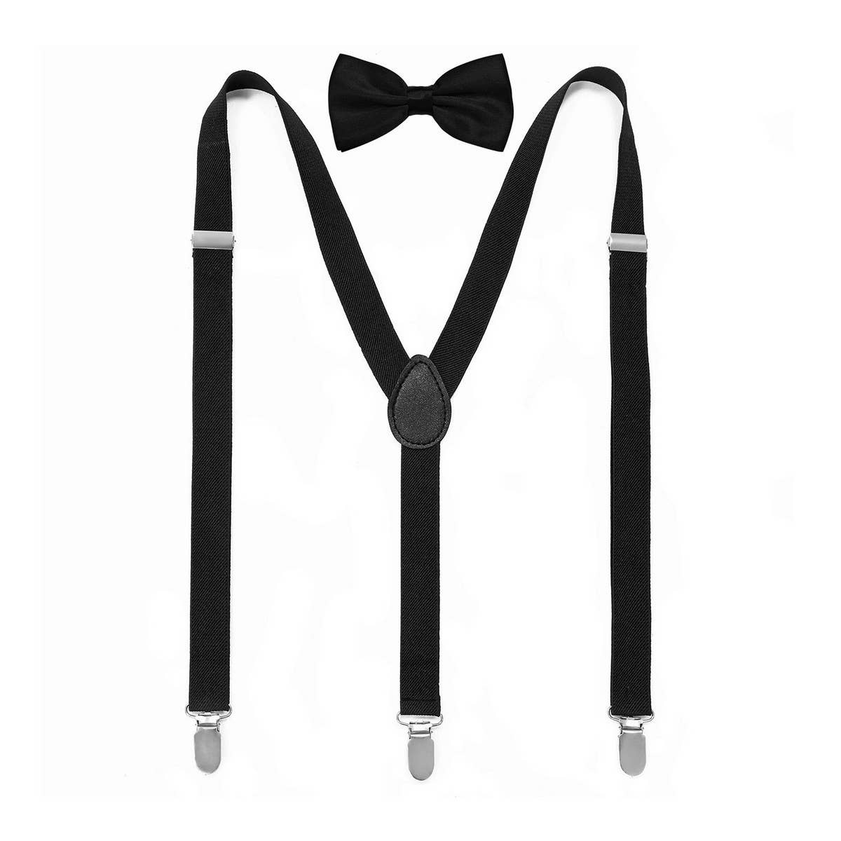 MULTICOLOR SOLID COLOR SUSPENDER CLIP BOW TIE SET_CWMM1105