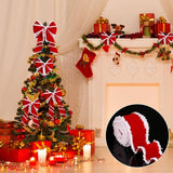 Cwmm10191_Red And White Christmas Bow Ribbon For Gift Diy