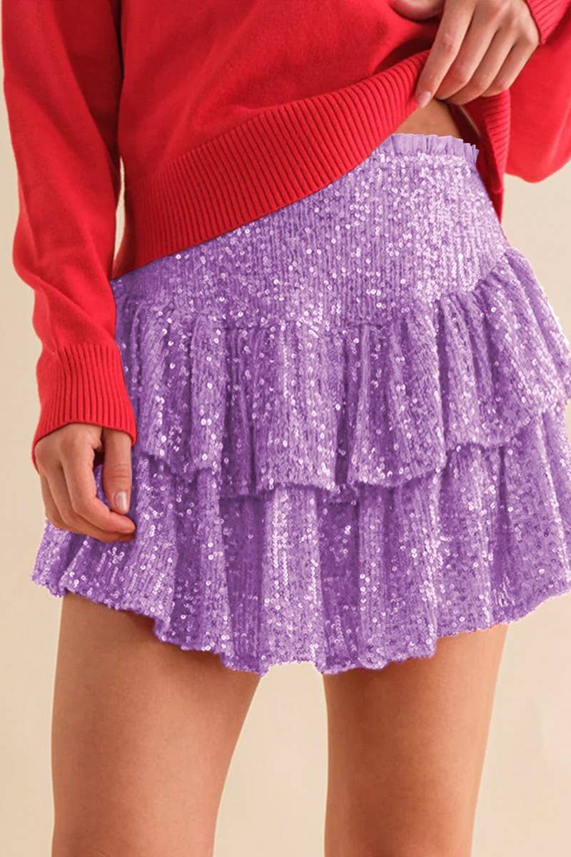 Womens Sequin Cake Short Skirt